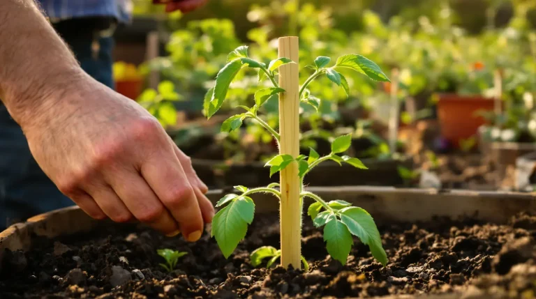 Si vous attendez que votre plant de tomate penche pour le tuteurer, la marque sur la tige restera à vie